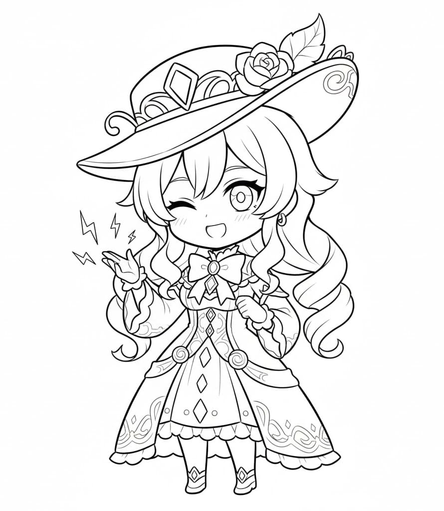 ระบายสี ลิซ่า จิบิ จากเกมเก็นชินอิมแพ็ค