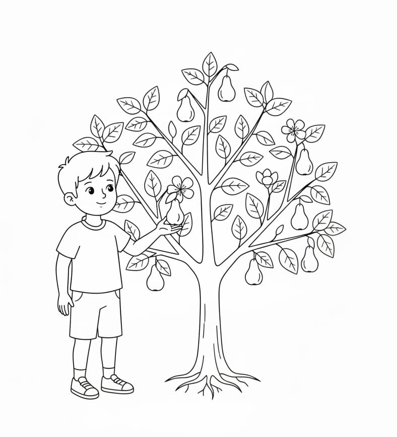 ระบายสี ลูกแพร์และเด็กชาย