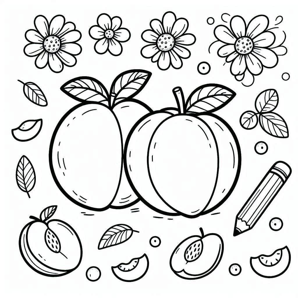 ระบายสี ลูกพีชสองลูกอร่อยดี