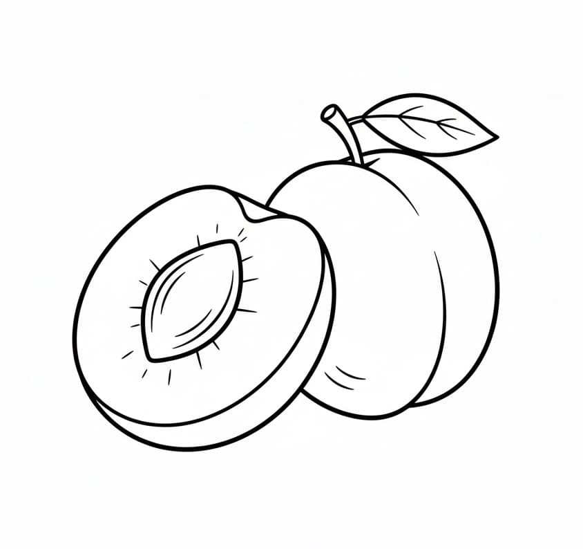 ระบายสี ลูกพลัมครึ่งลูก