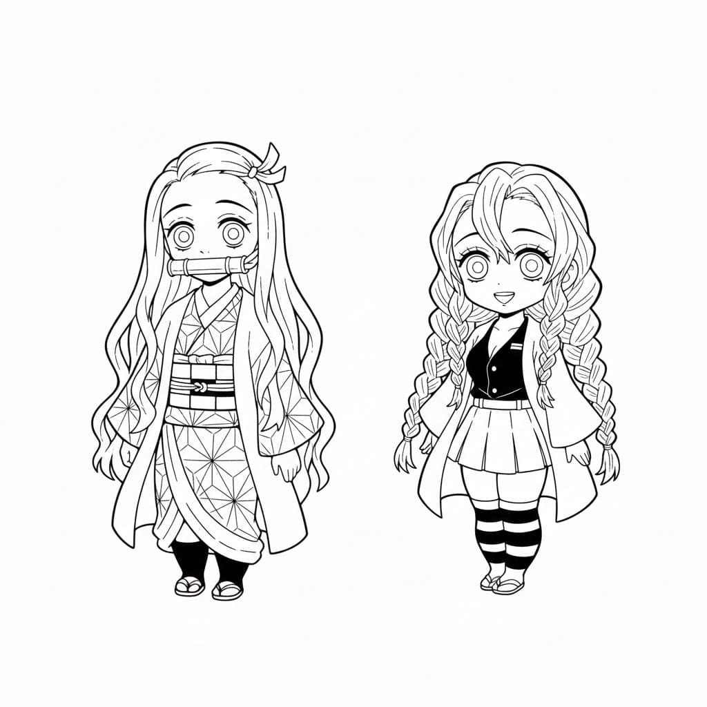 ระบายสี เนซึโกะ คามาโดะ และ มิซึกิ