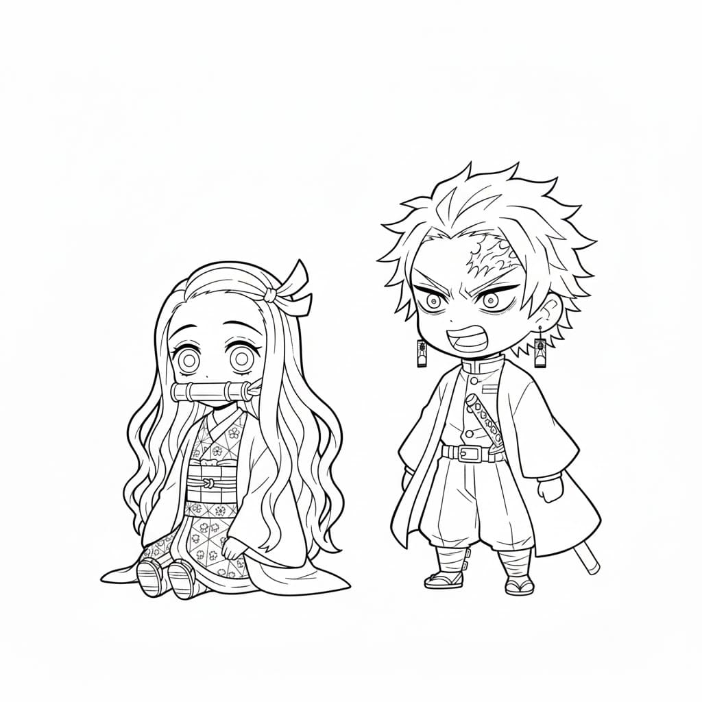 ระบายสี เนซึโกะ คามาโดะ และ ซาเนมิ