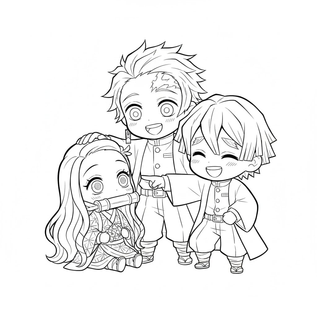 ระบายสี เนซึโกะ คามาโดะ ทันจิโร่ และเซนิตสึ