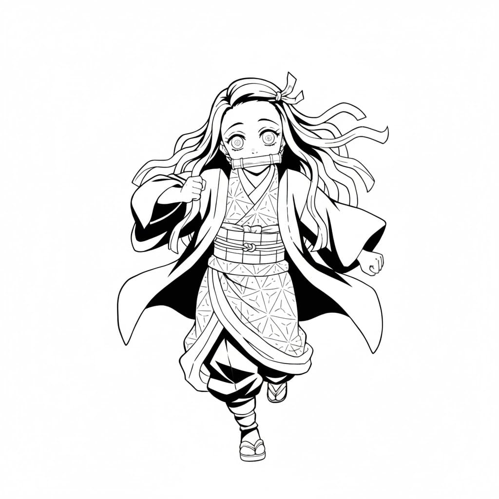 ระบายสี เนซึโกะ คามาโดะ วิ่ง.