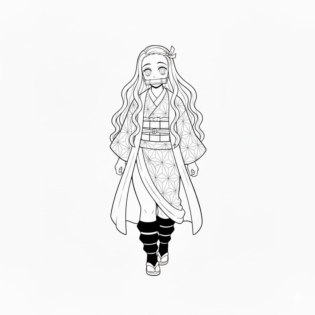 ระบายสี เนซึโกะ คามาโดะ ยืน