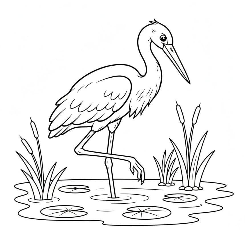 ระบายสี นกกระสาให้เด็กๆ ฟรี