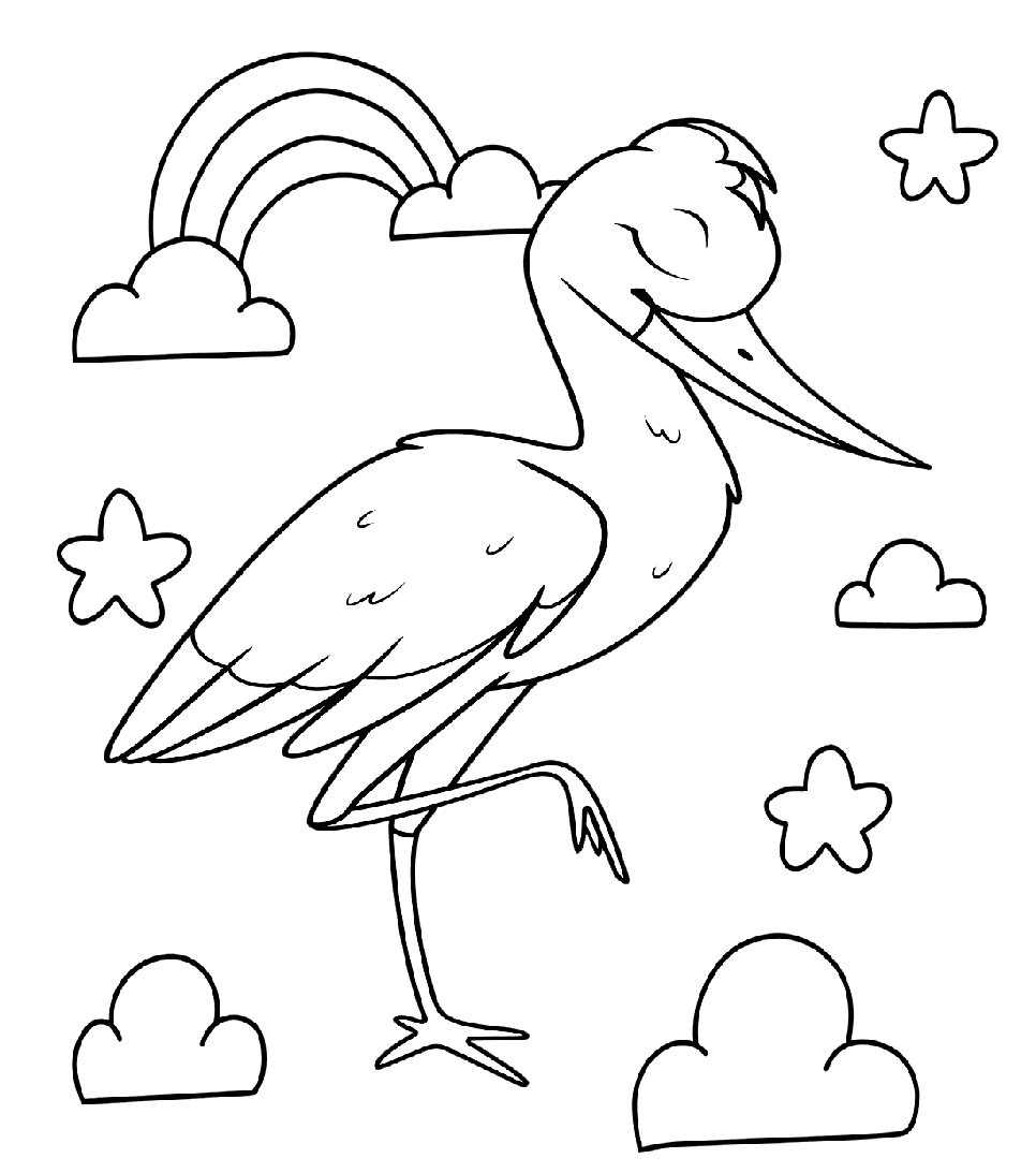 ระบายสี นกกระสาหลับตา