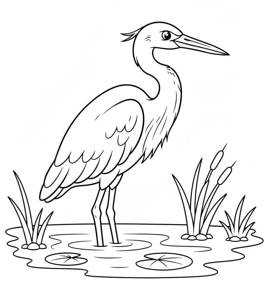 ระบายสี นกกระสา