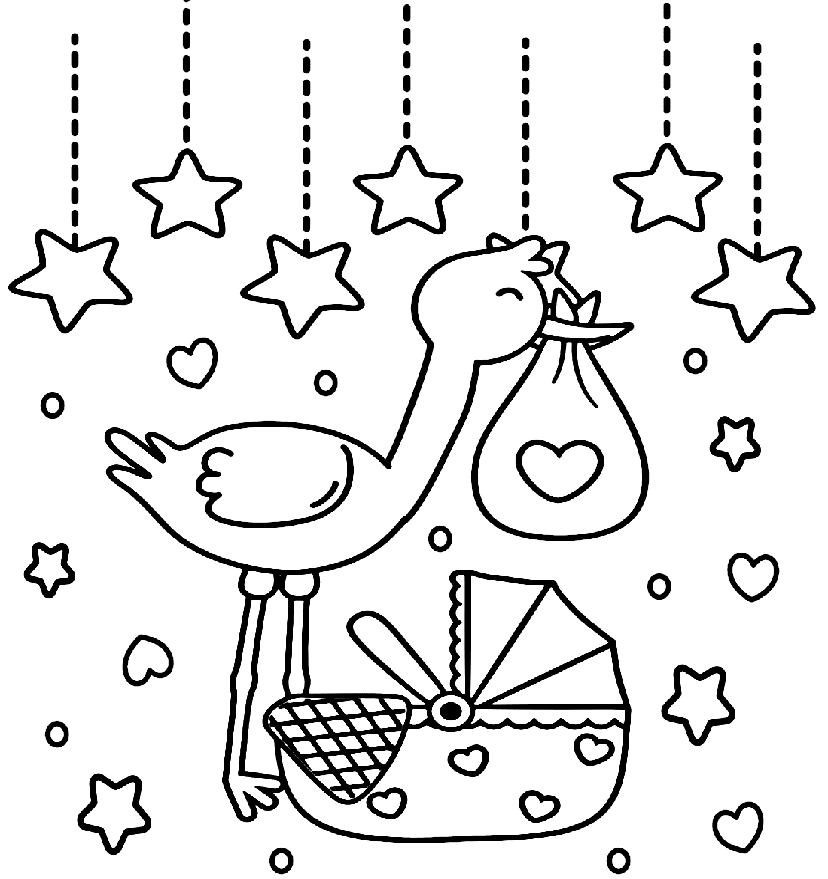 ระบายสี นกกระสาพร้อมคราลเด