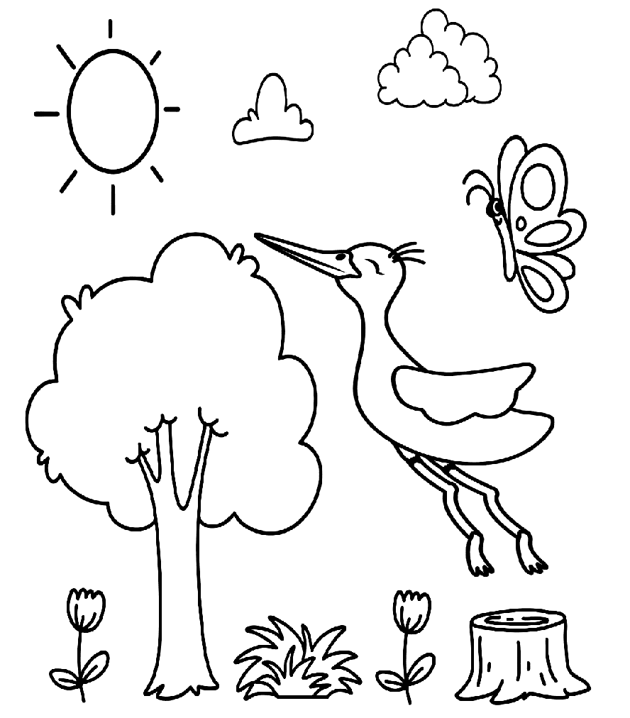 ระบายสี นกกระสาผู้มีความสุข