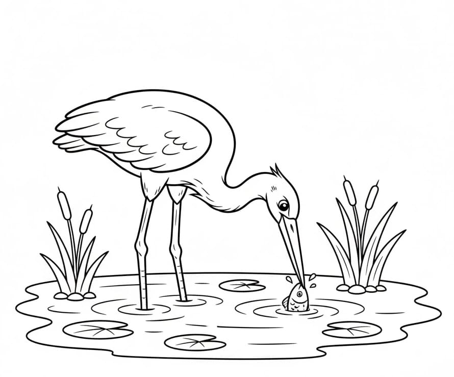 ระบายสี นกกระสาปลอด