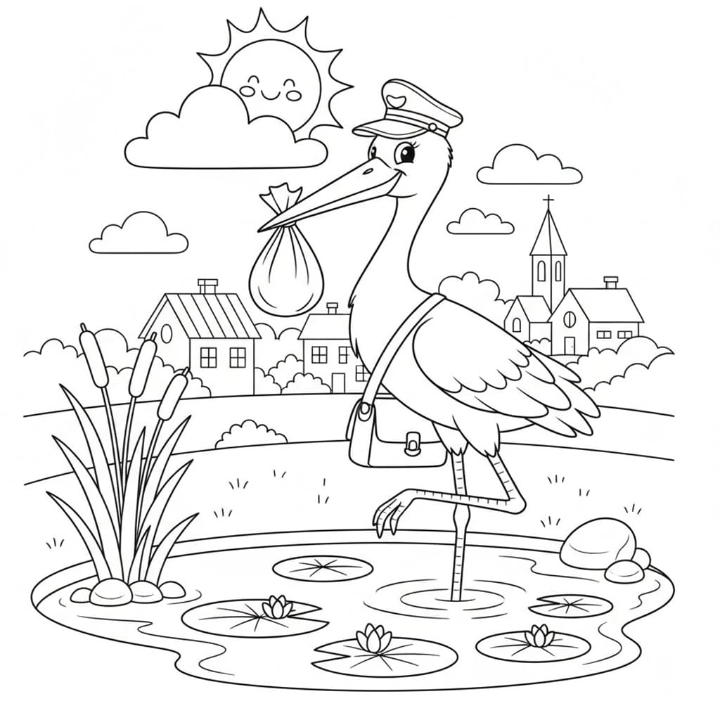 ระบายสี นกกระสาที่น่าทึ่ง