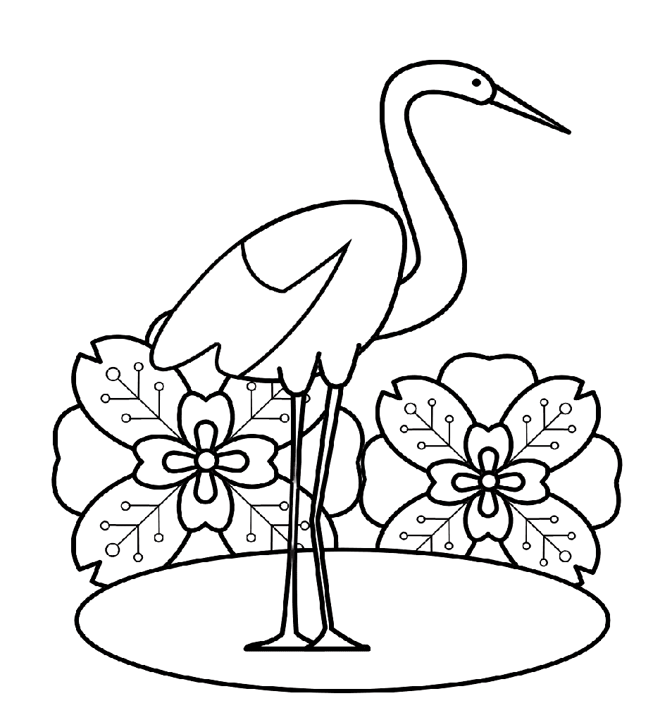 ระบายสี นกกระสายืน