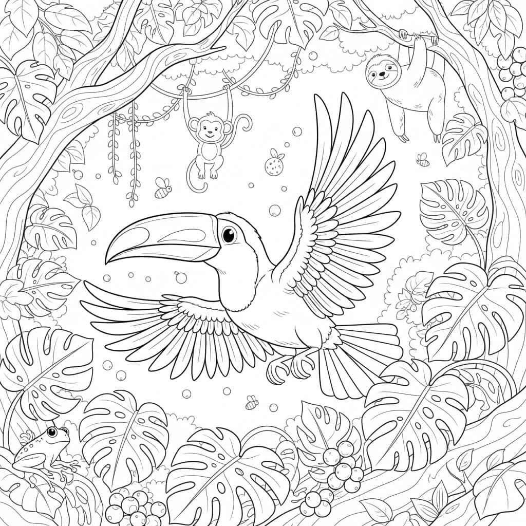 ระบายสี นกทูแคนบิน