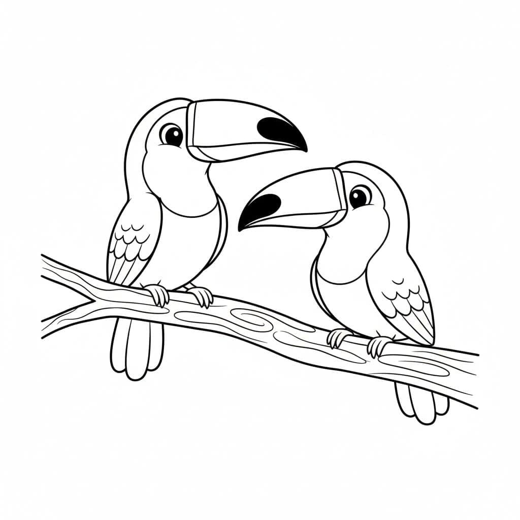 ระบายสี นกทูแคนคู่หนึ่ง
