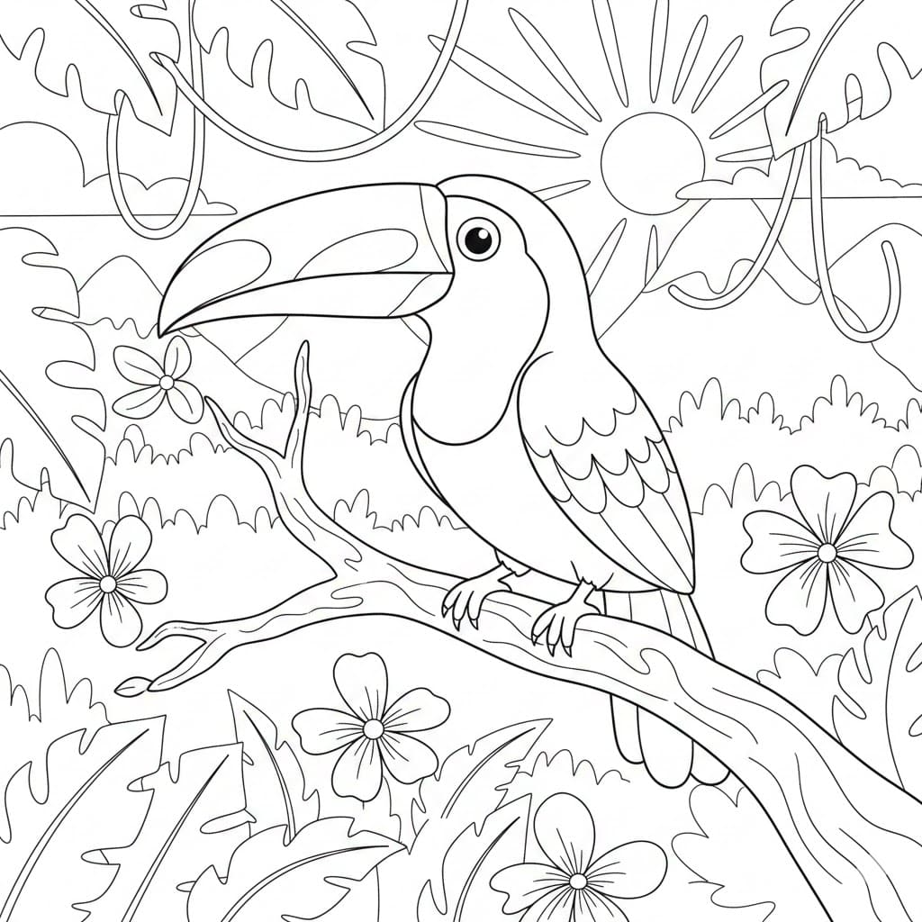 ระบายสี นกทูแคนน่ารัก