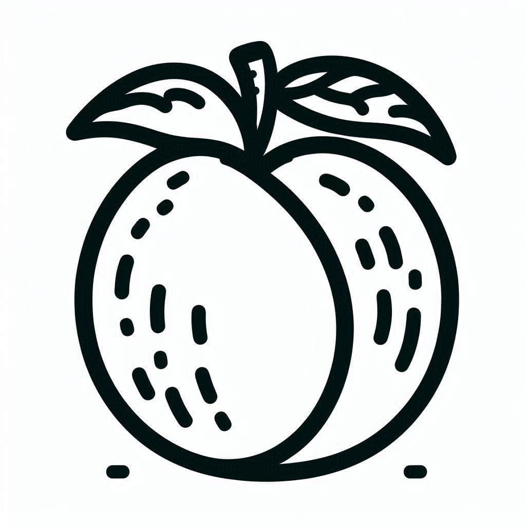 ระบายสี ภาพพิมพ์ลูกพีชสำหรับเด็ก