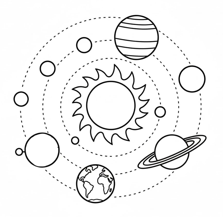 ระบายสี ภาพพิมพ์ระบบสุริยะ