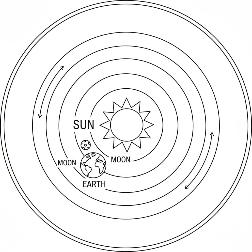 ระบายสี ภาพพิมพ์ระบบสุริยะสำหรับเด็ก