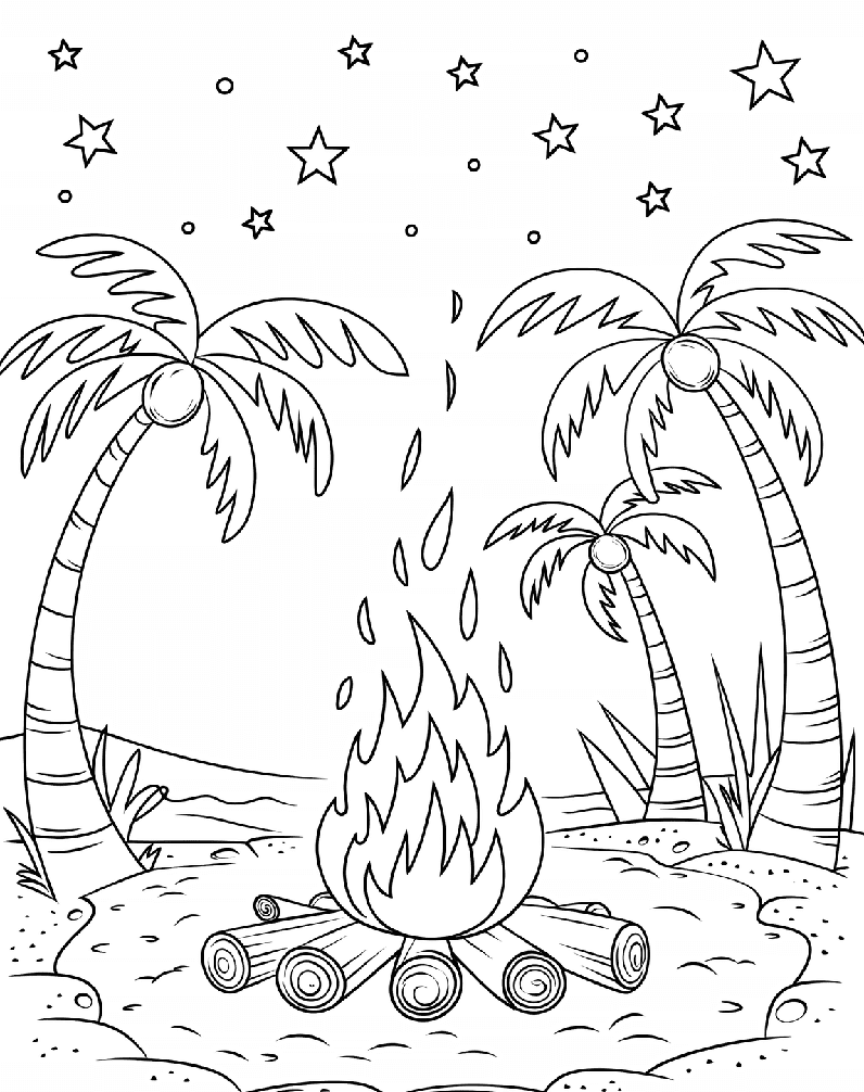 ระบายสี ภาพพิมพ์ต้นปาล์มสำหรับเด็ก ฟรี!