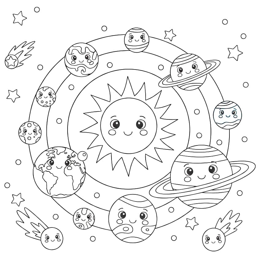 ระบายสี ภาพวาดระบบสุริยะ ฟรี