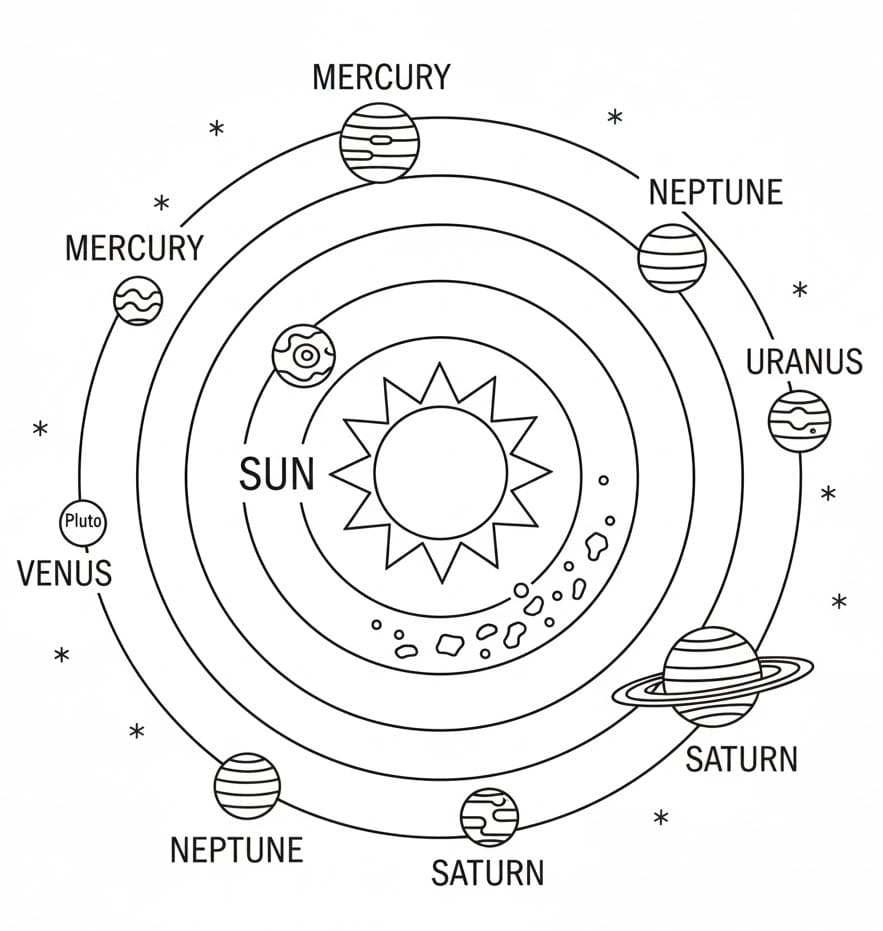 ระบายสี ภาพวาดระบบสุริยะ