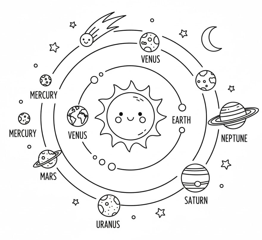 ระบายสี ระบบสุริยะสวยงามมาก