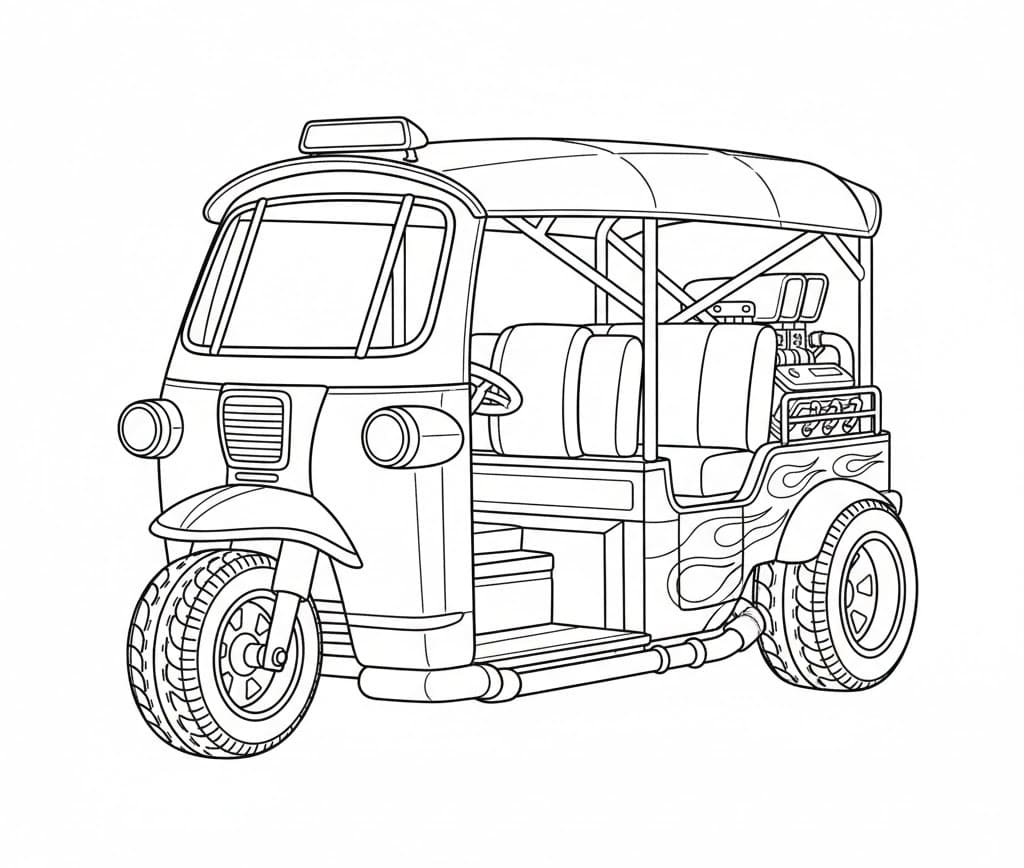 ระบายสี รถตุ๊กตุ๊กแบบดั้งเดิม