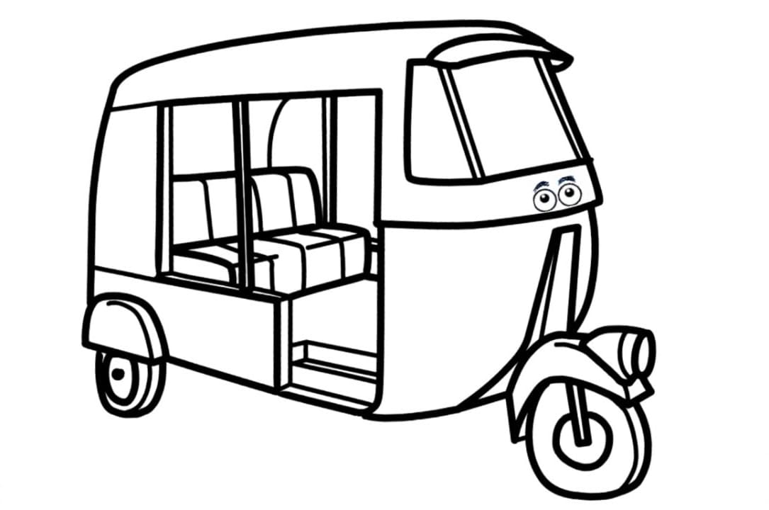 ระบายสี รถตุ๊กตุ๊กหลายคันบนถนน