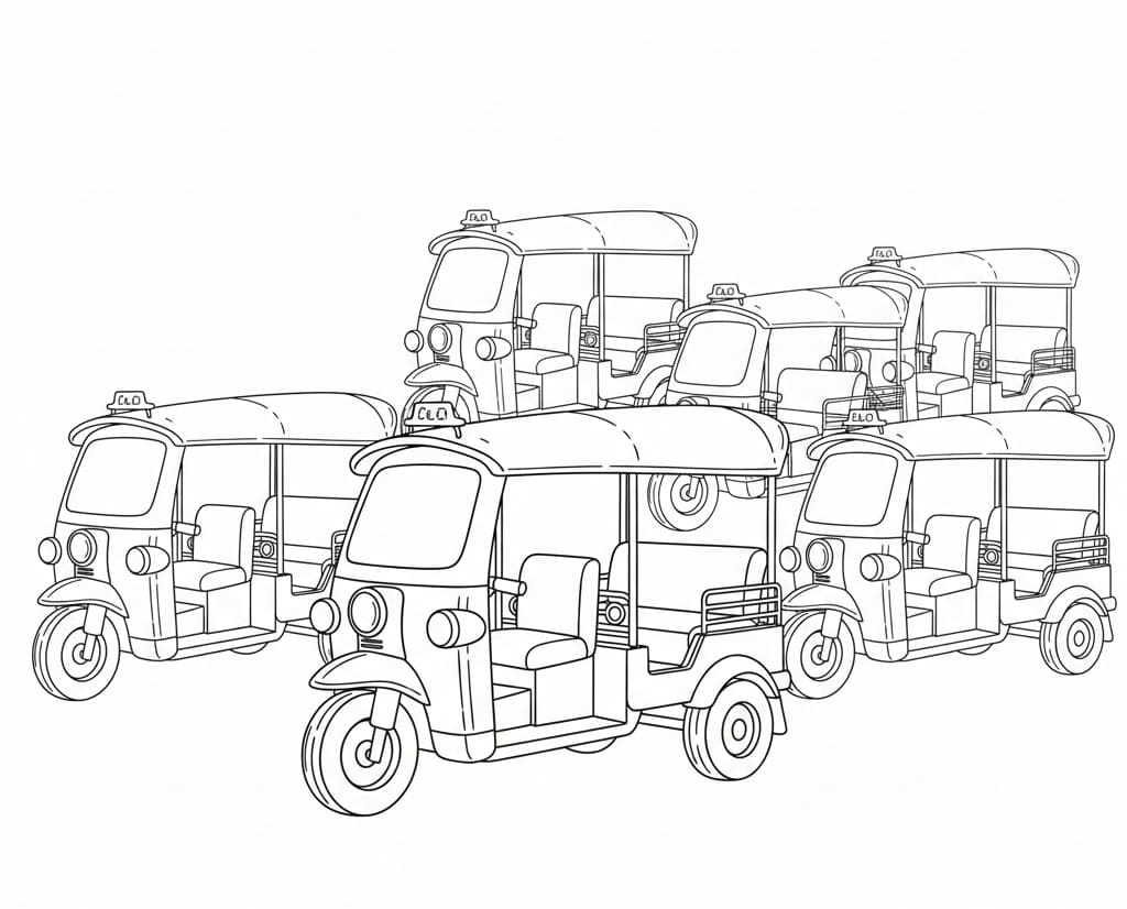 ระบายสี รถตุ๊กตุ๊กมุมด้านข้าง
