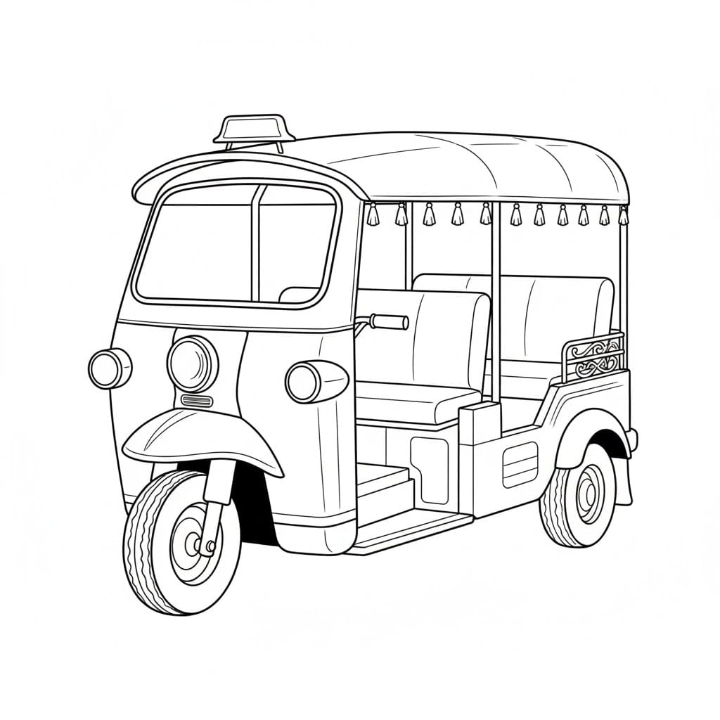 ระบายสี รถตุ๊กตุ๊กมุมถนน