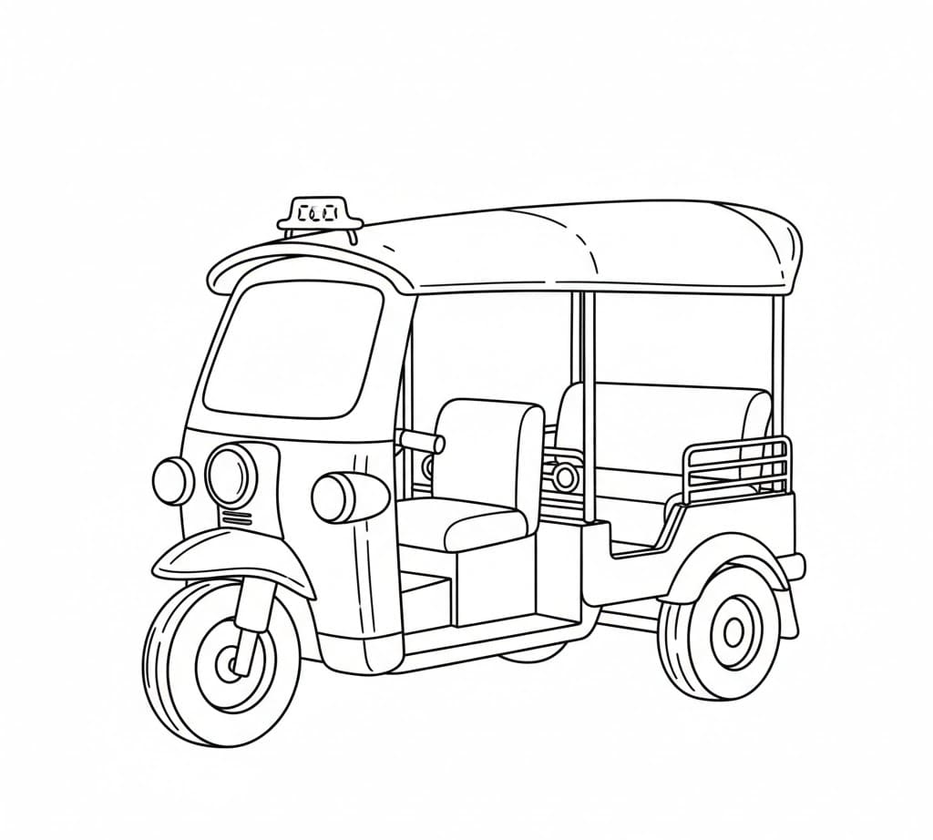 ระบายสี รถตุ๊กตุ๊กน่ารักสำหรับเด็ก
