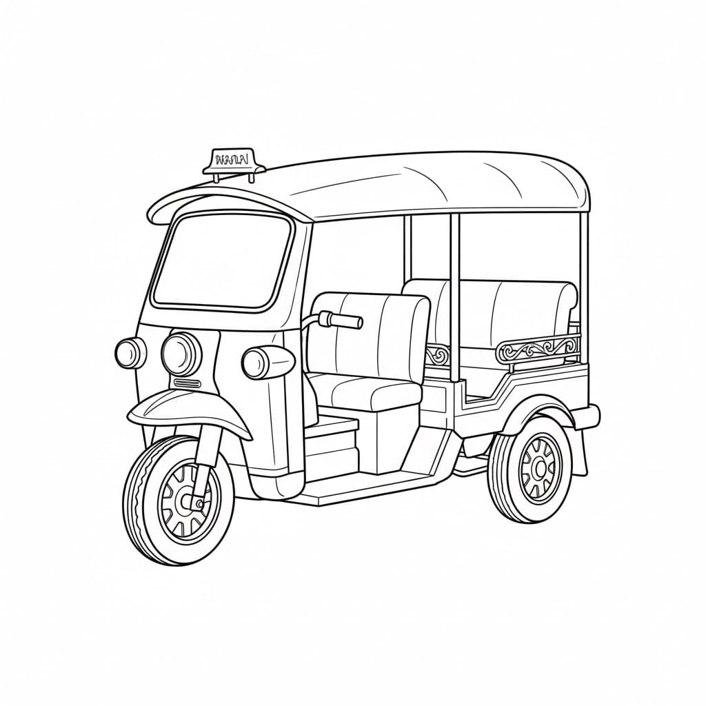 ระบายสี รถตุ๊กตุ๊กในตลาดไทย