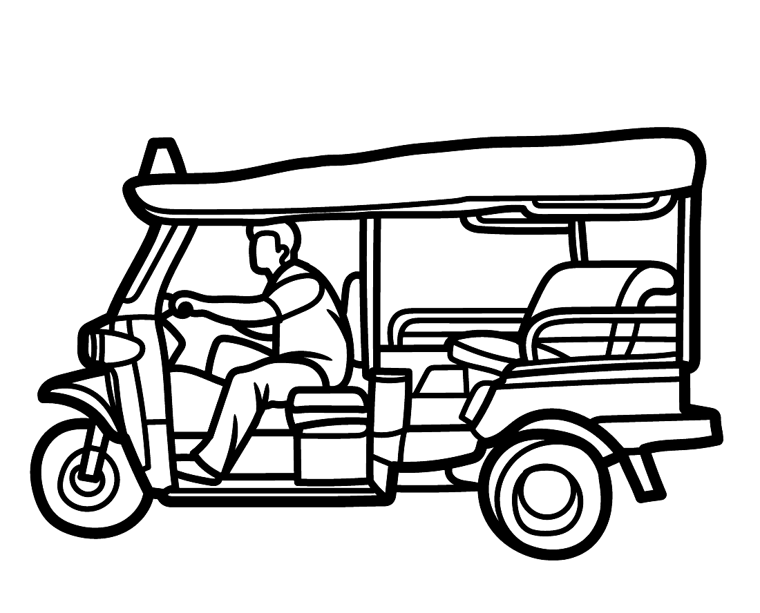ระบายสี รถตุ๊กตุ๊ก พิมพ์ฟรี