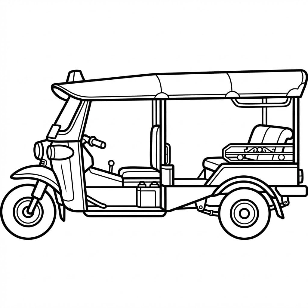 ระบายสี รถตุ๊กตุ๊กสามล้อในเมือง