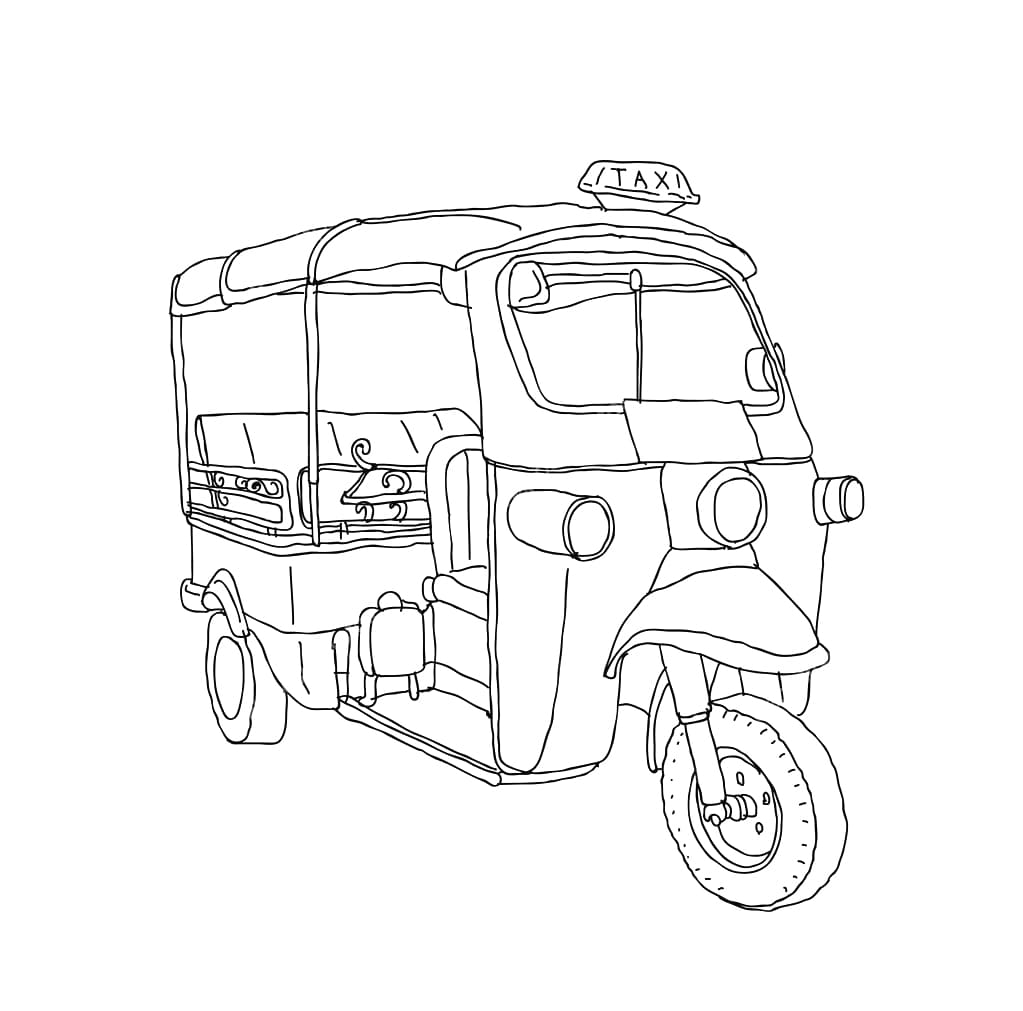 ระบายสี รถตุ๊กตุ๊กสไตล์วินเทจ