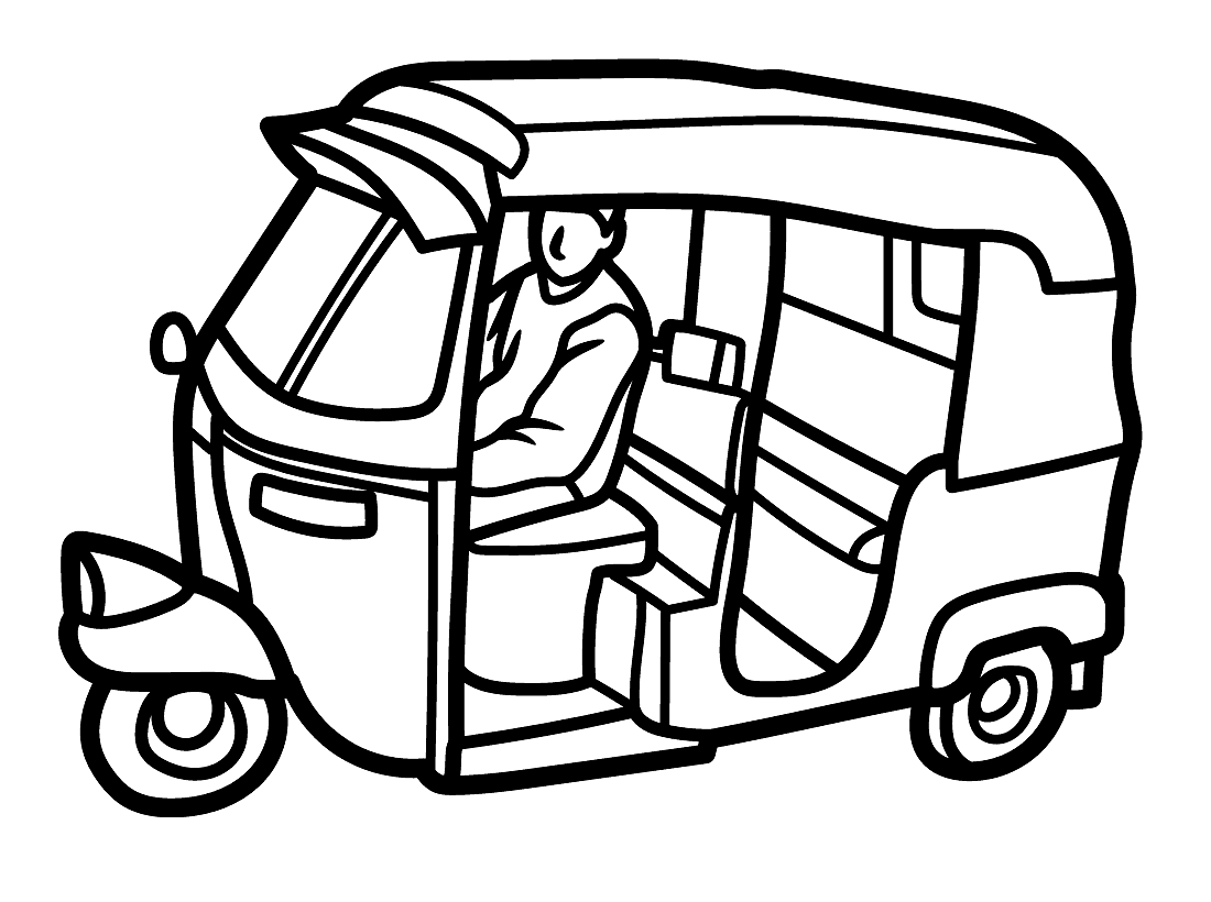 ระบายสี รถตุ๊กตุ๊กทางตรง