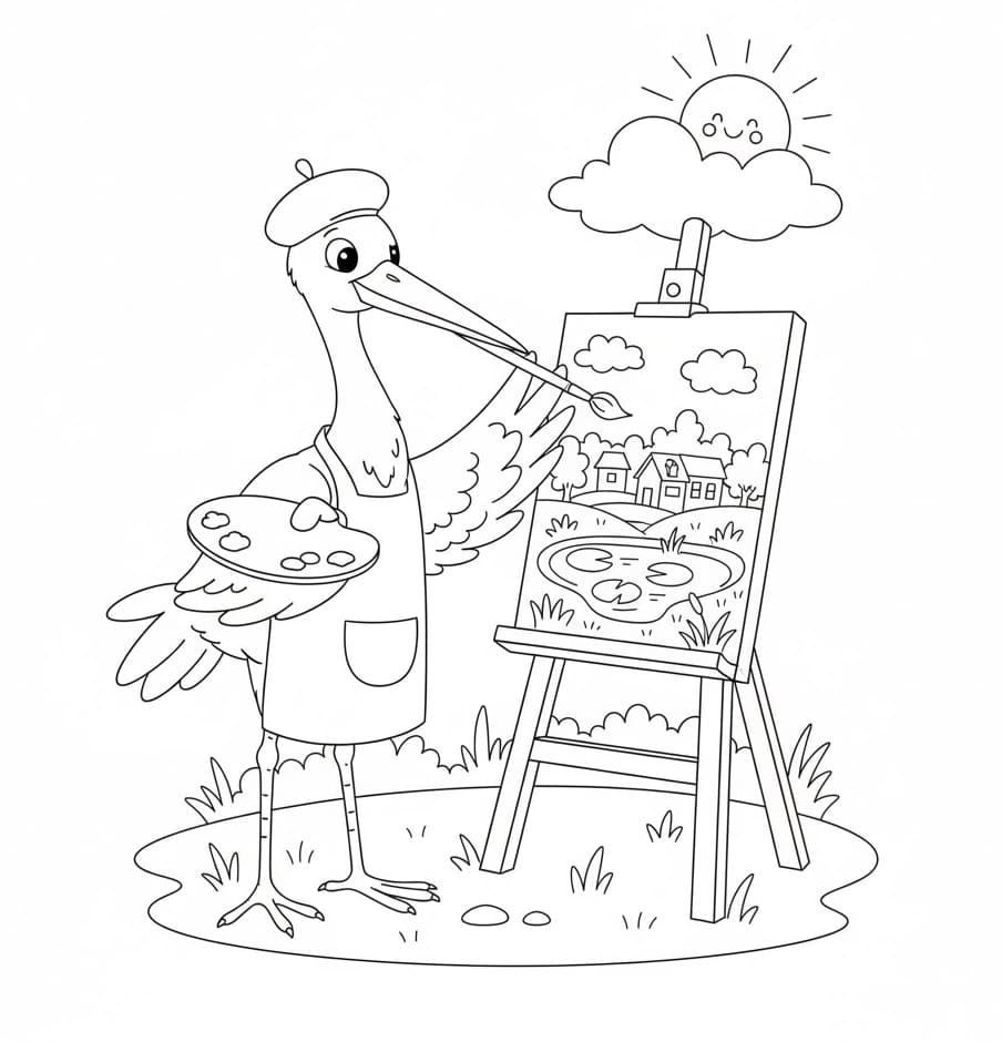 ระบายสี ศิลปินนกกระสา