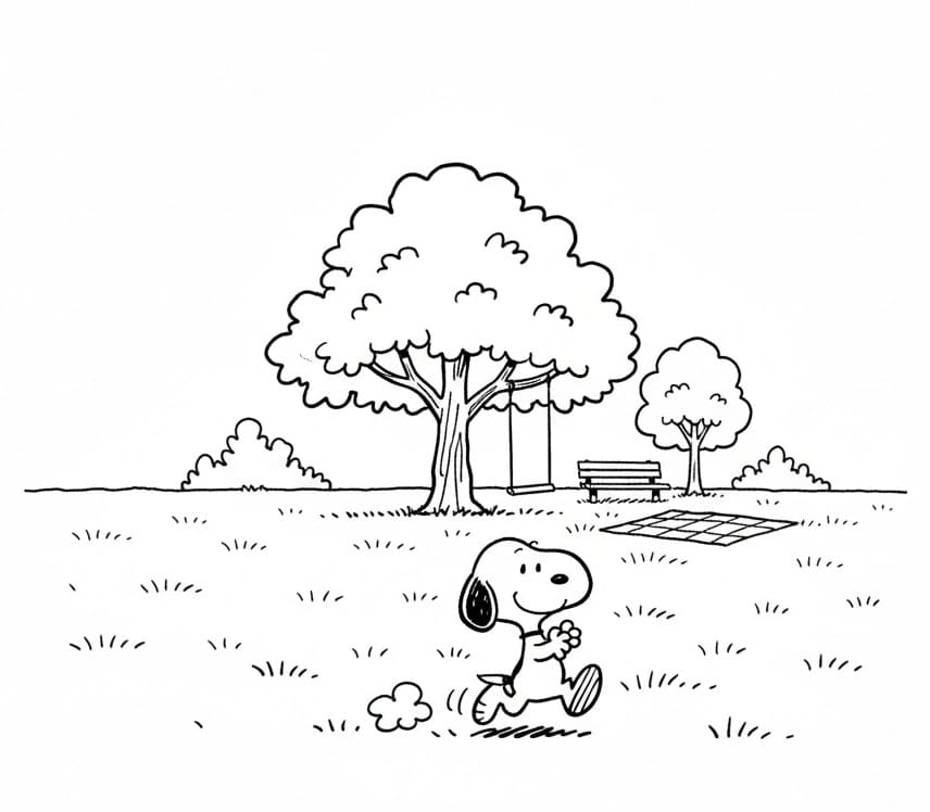 ระบายสี สนูปี้ในสวนสาธารณะ