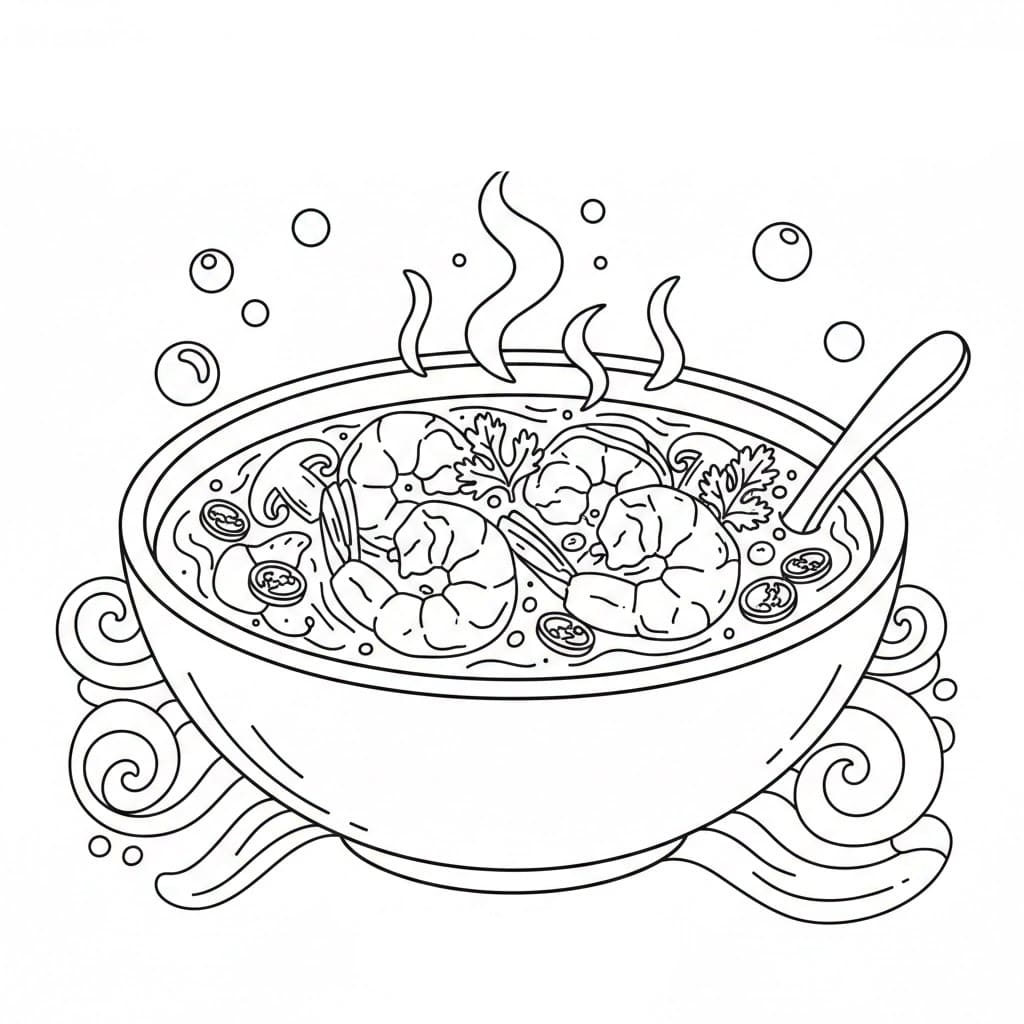 ระบายสี ต้มยำกุ้งแบบศิลปะ ฟรี