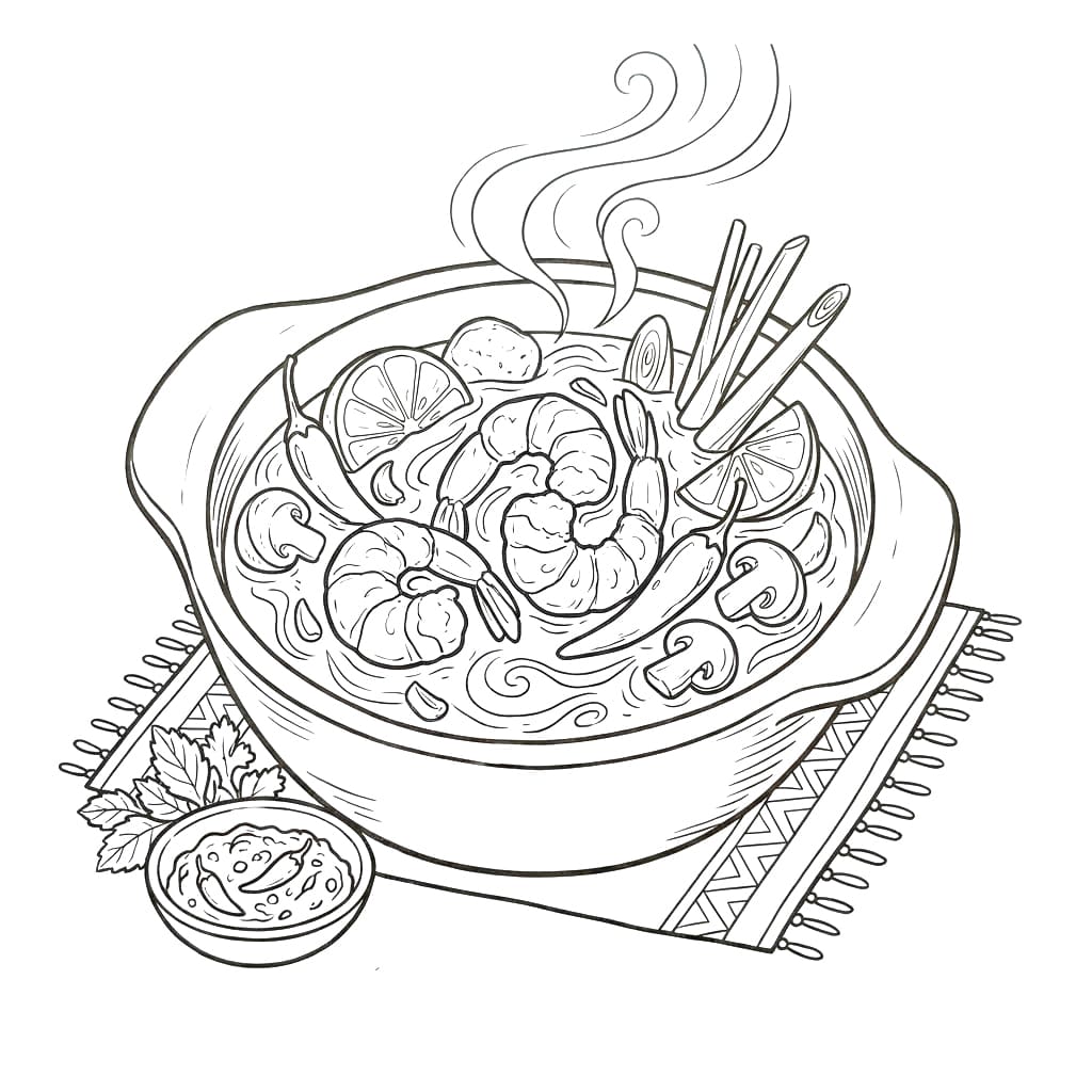 ระบายสี ต้มยำกุ้งบรรยากาศชนบท