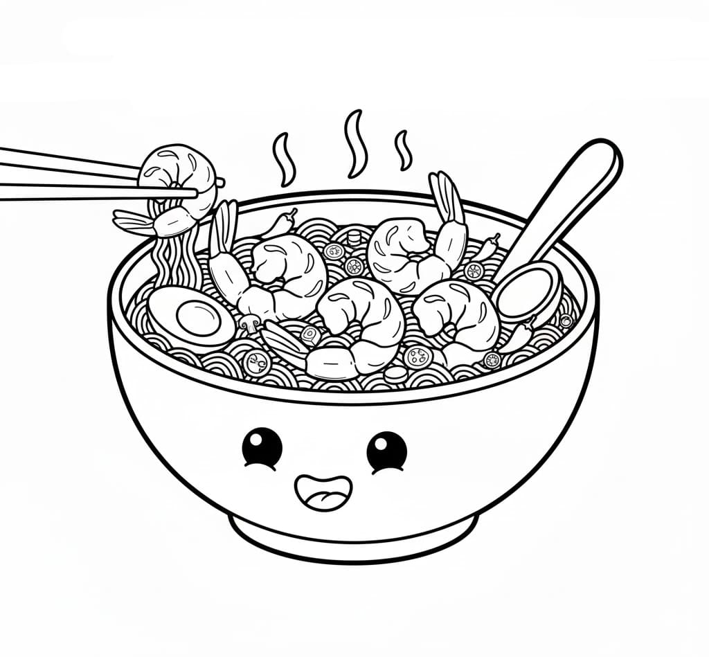 ระบายสี ต้มยำกุ้งหน้าตาน่ารัก