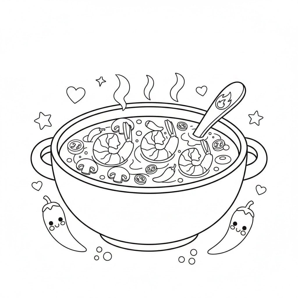 ระบายสี ต้มยำกุ้งลายเส้นบาง