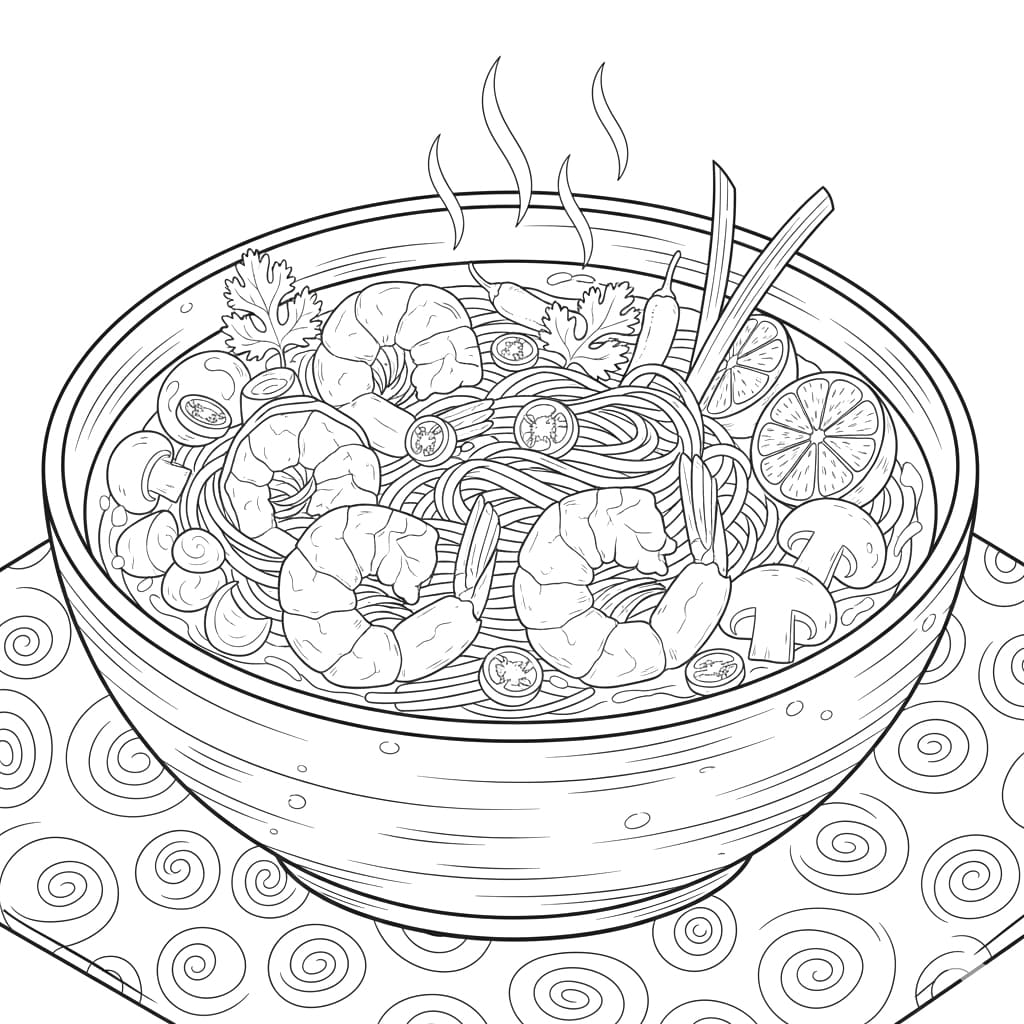 ระบายสี ต้มยำกุ้งลายตกแต่ง