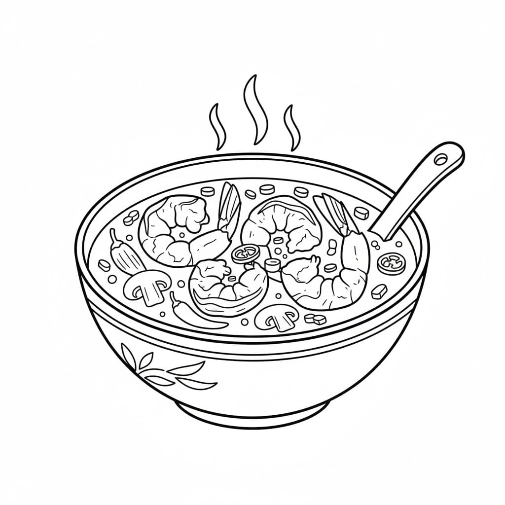 ระบายสี ต้มยำกุ้งร้อน ๆ