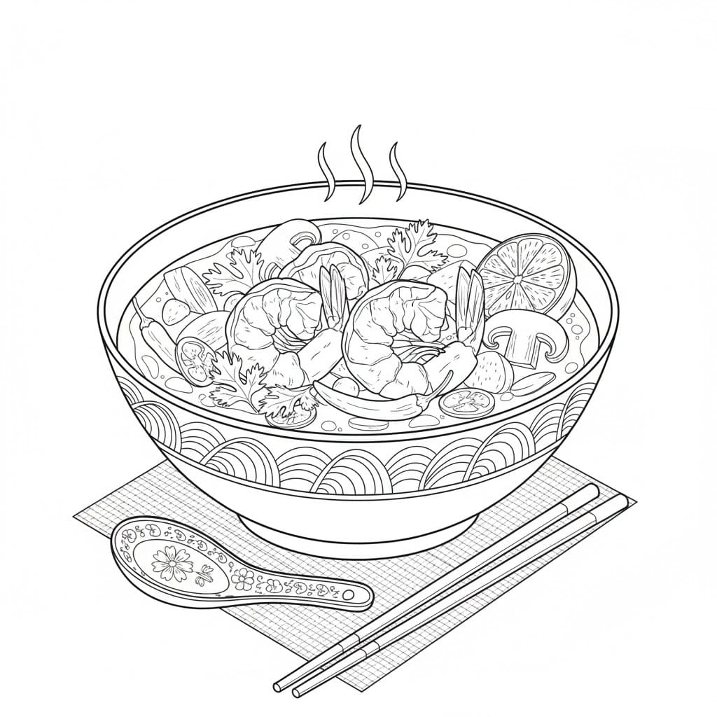 ระบายสี ต้มยำกุ้งสมุนไพร