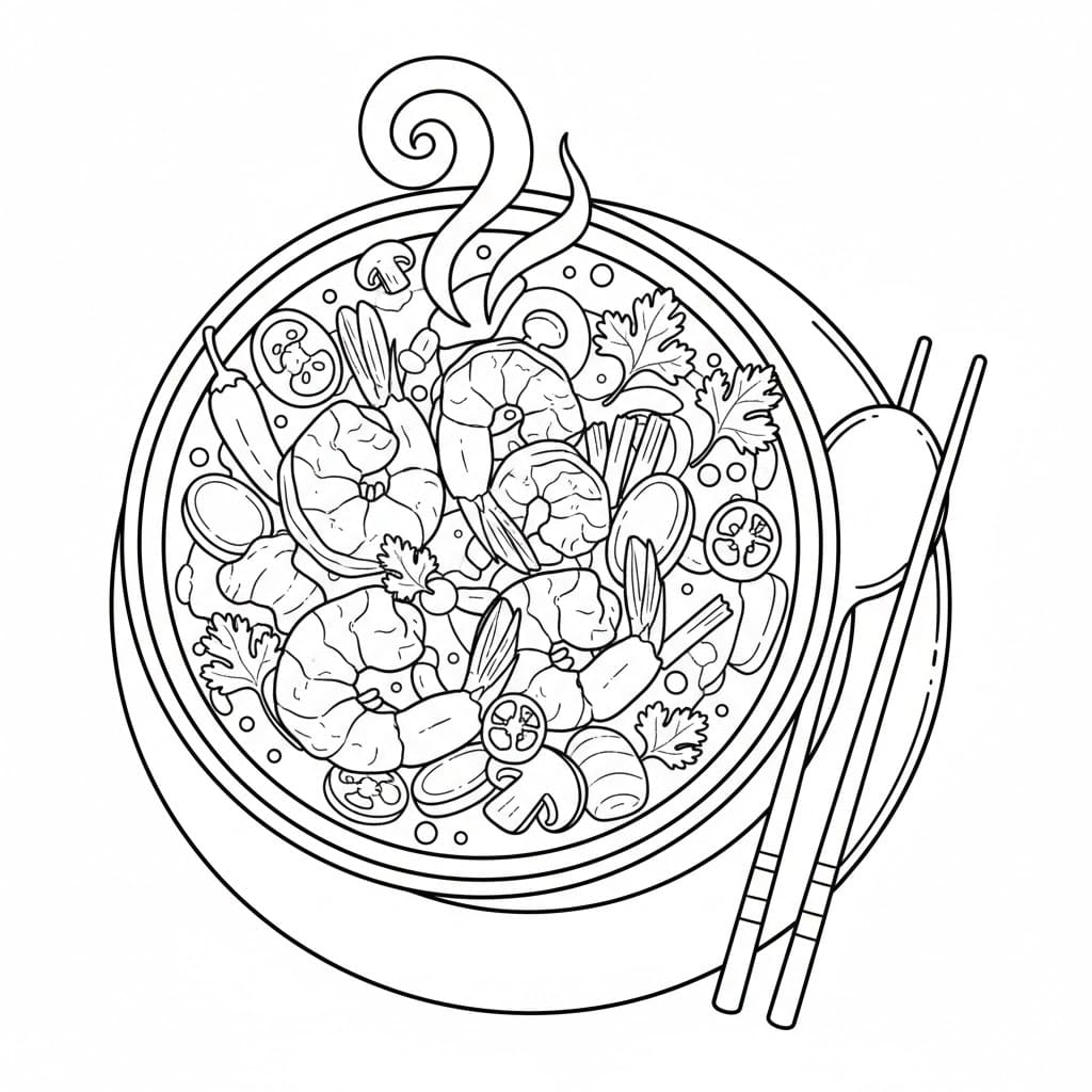 ระบายสี ต้มยำกุ้งสไตล์ไทย