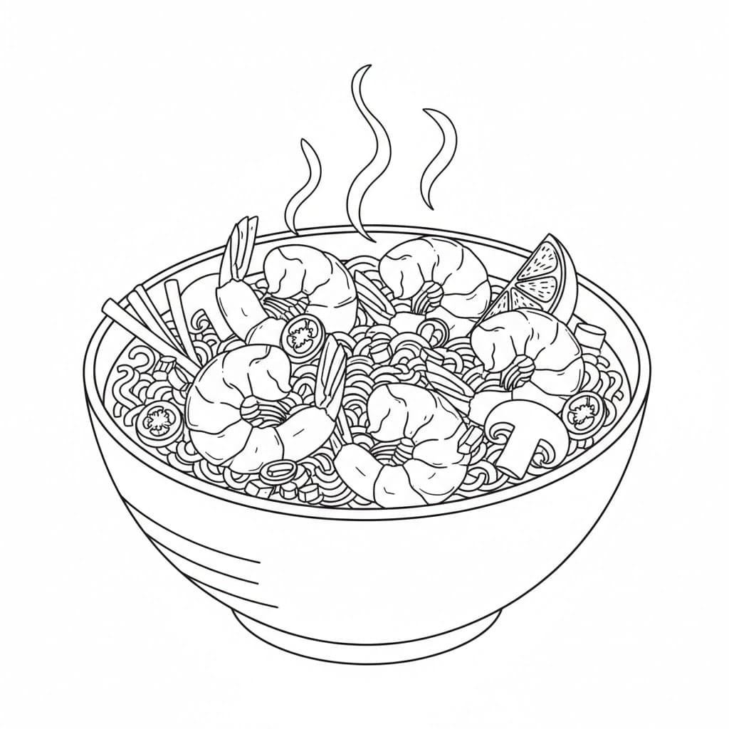 ระบายสี ต้มยำกุ้งทะเล