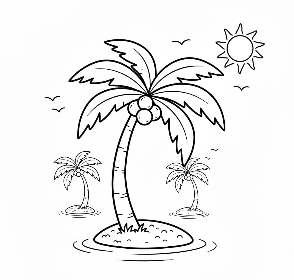 ระบายสี ต้นปาล์มสำหรับเด็ก ๆ ฟรี