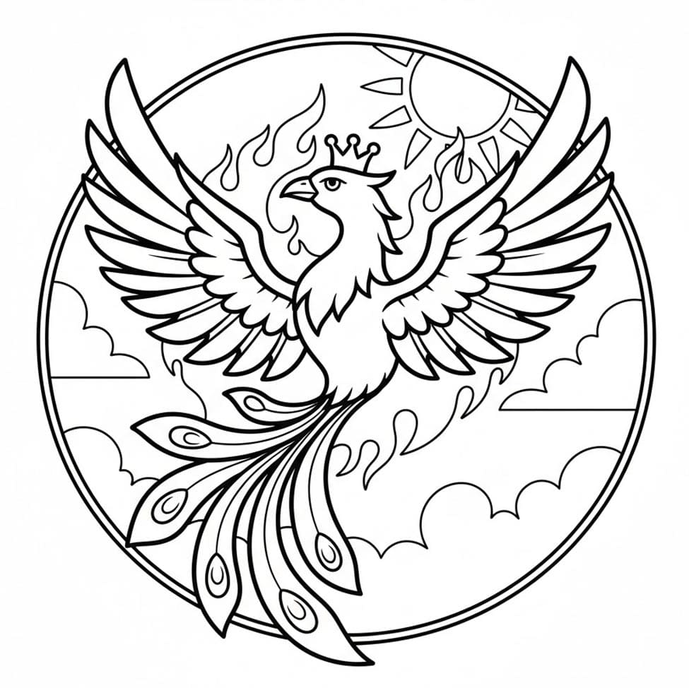 ระบายสี ฟีนิกซ์กลางท้องฟ้า